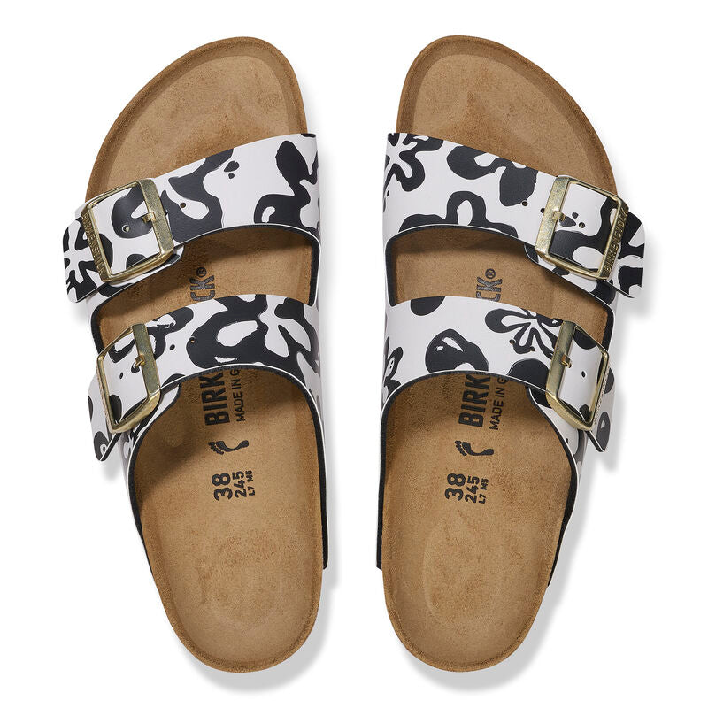 Arizona Classic Footbed : Blooms White/Black