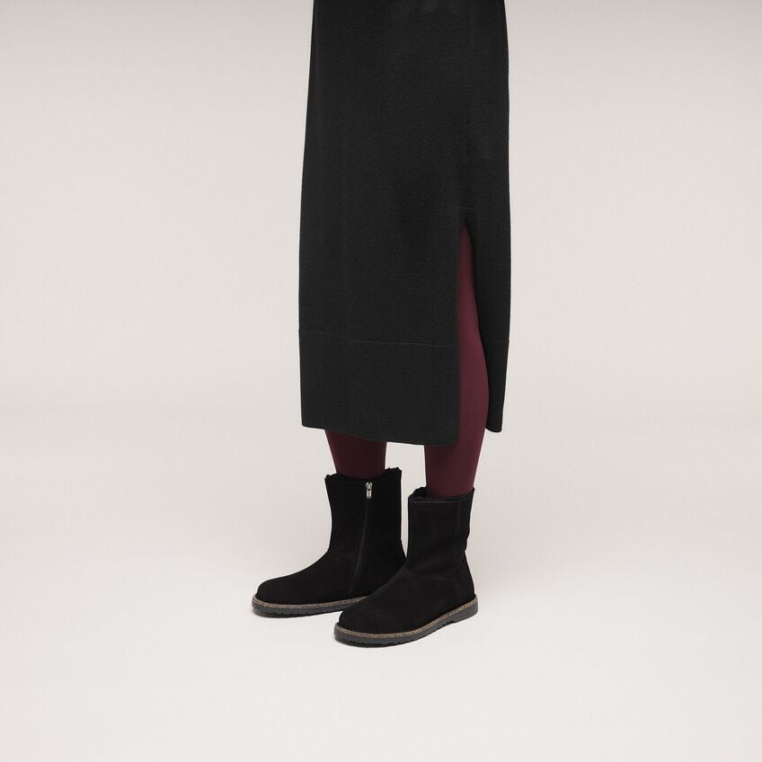 Uppsala Shearling  Zip : Black Suede