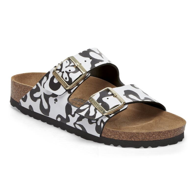 Arizona Classic Footbed : Blooms White/Black