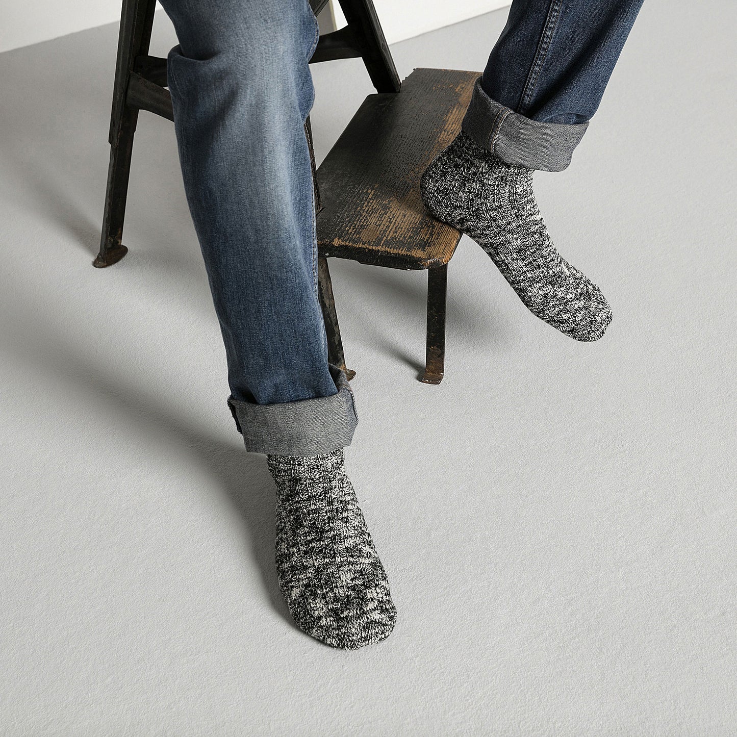 Cotton Slub Sock : Black/Gray